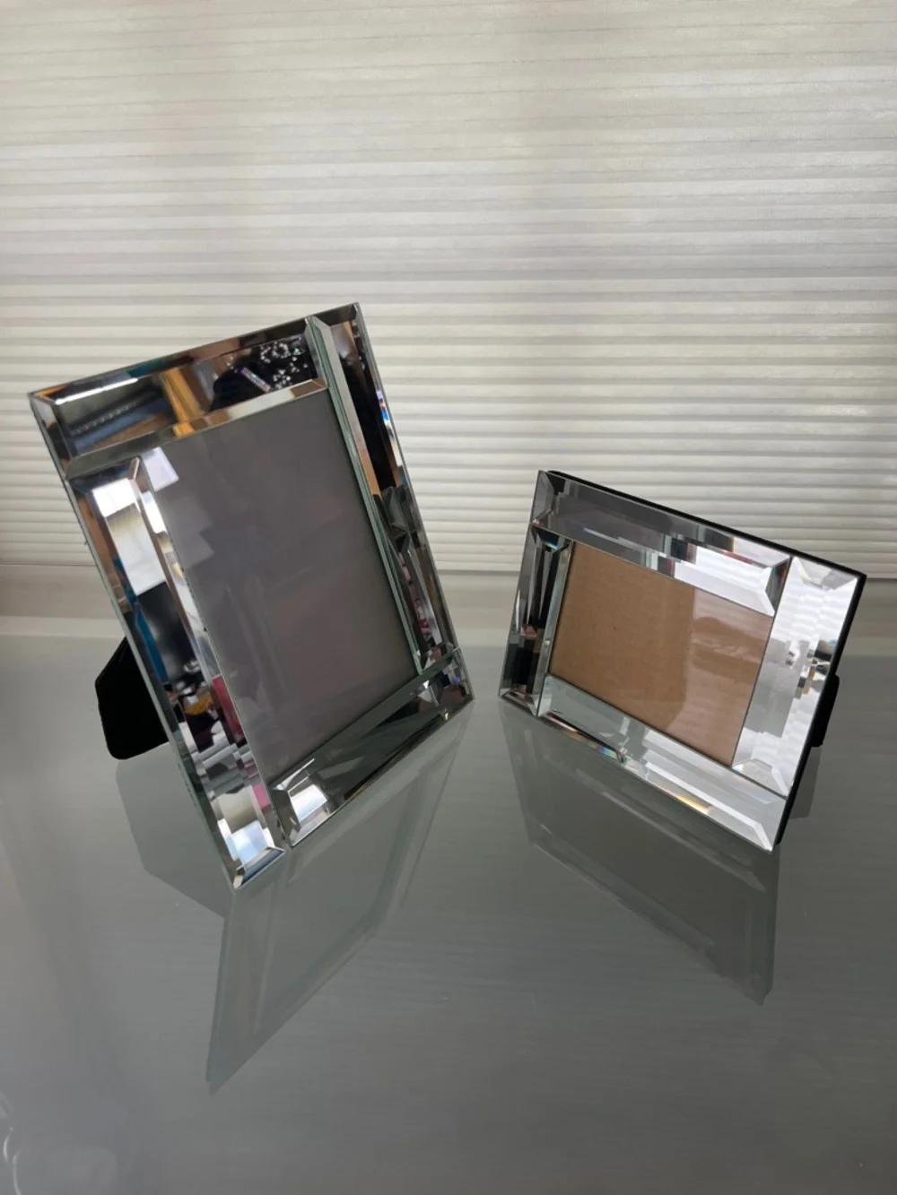 🪩2–Pair of Beveled Mirror 4-Piece Photo Frames - Silver Mirror Finish Glass